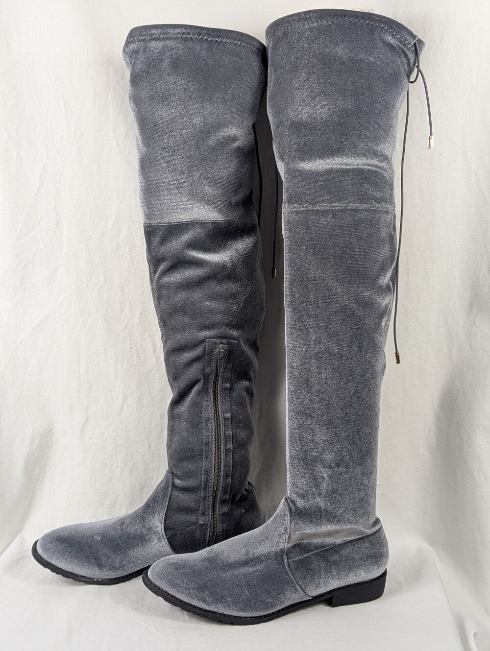 Gray Velvet Over the knee Boots Size 9